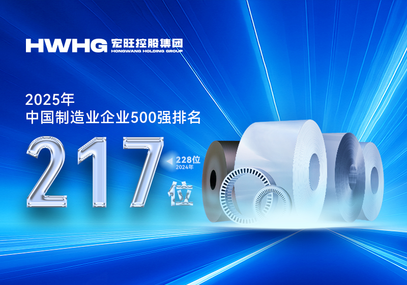 宏旺控股集團位列2025中國制造業企業500強第217位